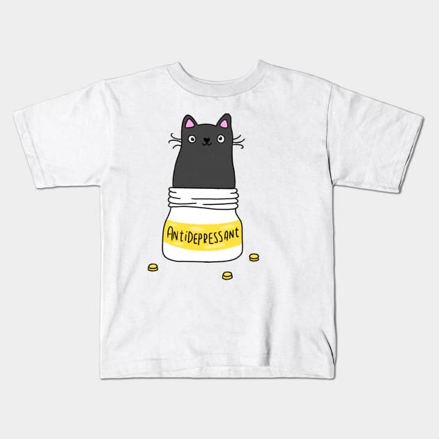 antidepressant kitty Kids T-Shirt by cmxcrunch